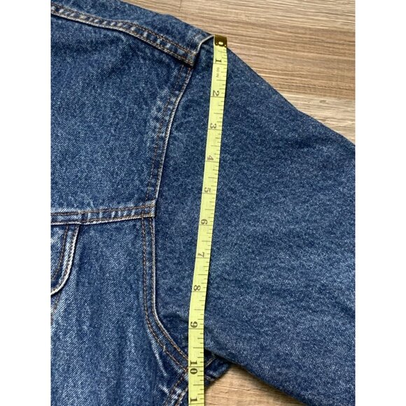 Vintage Wrangler Rugged Wear Denim Jacket Mens Large Button-Up Blue Jean Collar - Picture 9 of 13